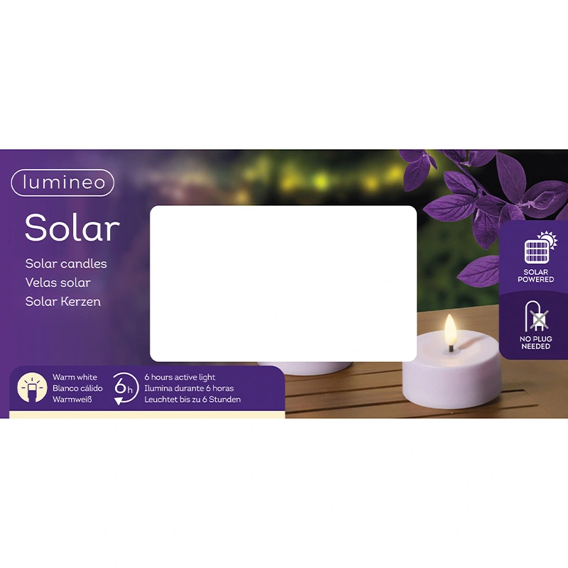 Solar Buitenkaarsen Kunststof Lila - Ø7x3,2 cm - afbeelding 4