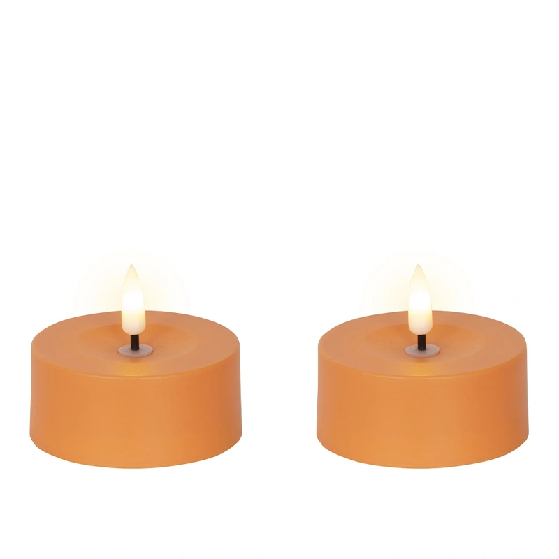 Solar Buitenkaarsen Kunststof Oranje - Ø7x3,2 cm - afbeelding 1