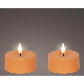 Solar Buitenkaarsen Kunststof Oranje - Ø7x3,2 cm - afbeelding 2