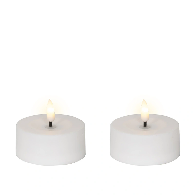 Solar Buitenkaarsen Kunststof Wit - Ø7x3,2 cm - afbeelding 1