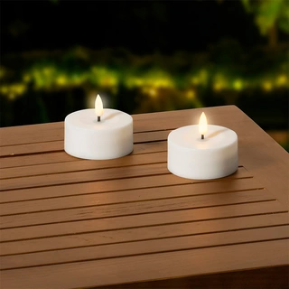 Solar Buitenkaarsen Kunststof Wit - Ø7x3,2 cm - afbeelding 3