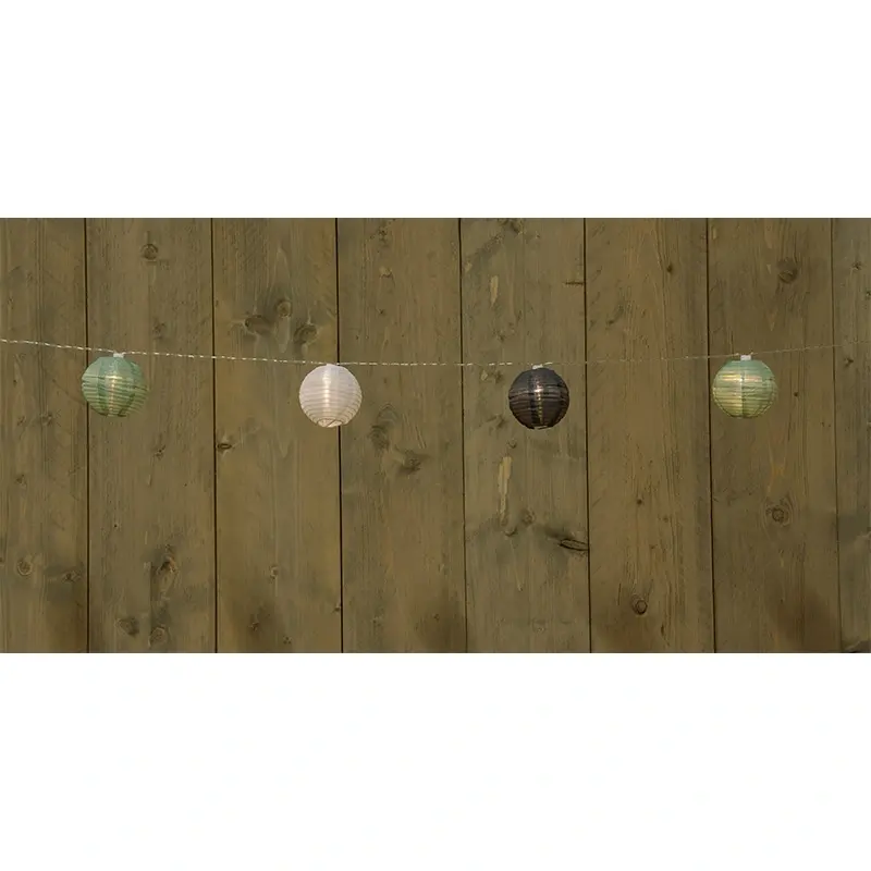 Anna's Collection Solar Lampionnen 10 LED 2,5 m - Wit/Grijs/Groen