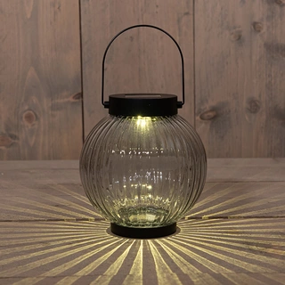 Solar Lantaarn Glas Zwart - 14,5x15 cm