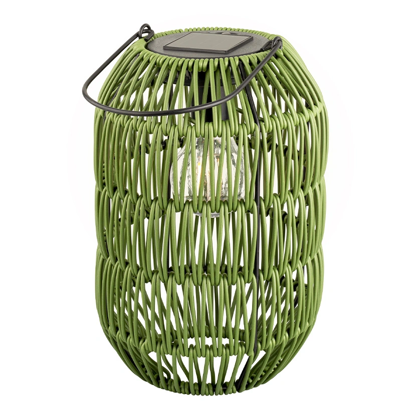 Solar Lantaarn Wicker Ijzer Donker Groen - Warm Wit - afbeelding 1