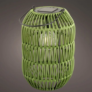 Solar Lantaarn Wicker Ijzer Donker Groen - Warm Wit - afbeelding 2