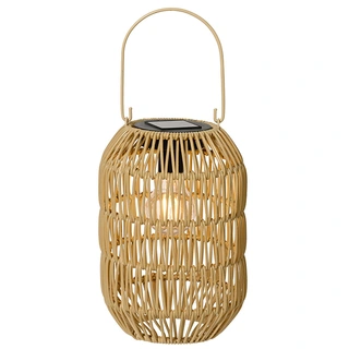 Solar Lantaarn Wicker Ijzer Naturel - Warm Wit