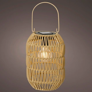 Solar Lantaarn Wicker Ijzer Naturel - Warm Wit - afbeelding 2