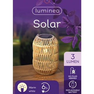 Solar Lantaarn Wicker Ijzer Naturel - Warm Wit - afbeelding 4