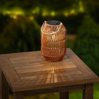 Solar Lantaarn Wicker Ijzer Terra - Warm Wit - afbeelding 3