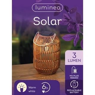 Solar Lantaarn Wicker Ijzer Terra - Warm Wit - afbeelding 4