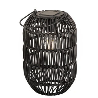 Solar Lantaarn Wicker Ijzer Zwart - Warm Wit