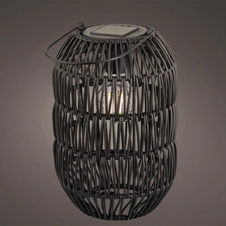 Solar Lantaarn Wicker Ijzer Zwart - Warm Wit - afbeelding 2