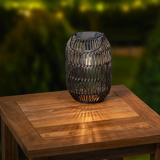 Solar Lantaarn Wicker Ijzer Zwart - Warm Wit - afbeelding 3