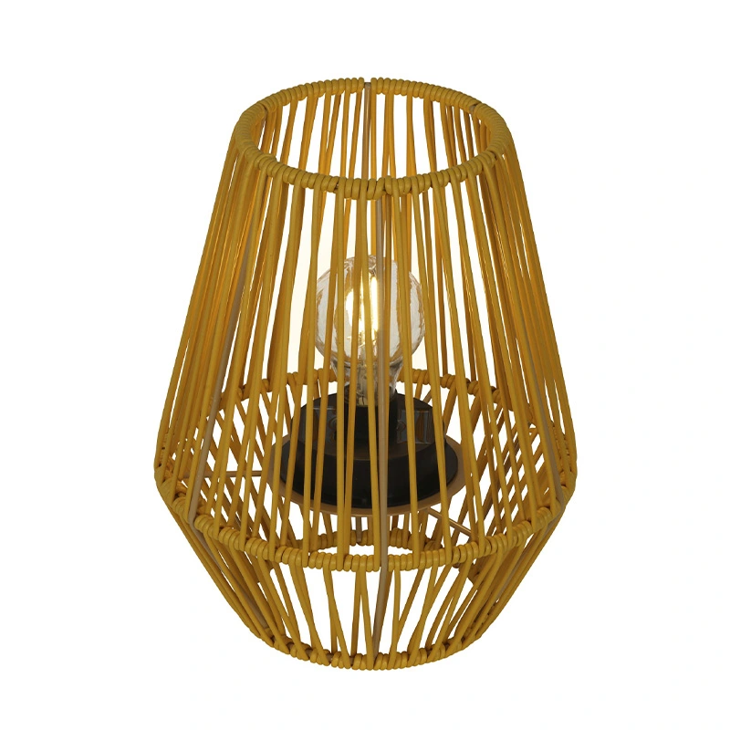 Solar Lantaarn Wicker Geel - Warm Wit - afbeelding 1