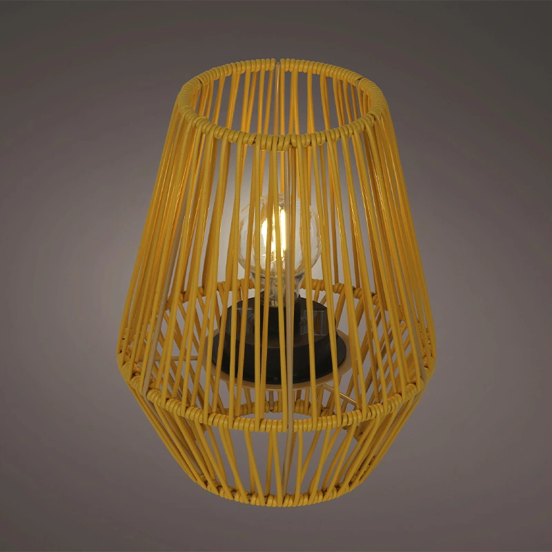 Solar Lantaarn Wicker Geel - Warm Wit - afbeelding 2