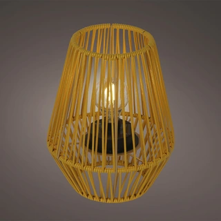 Solar Lantaarn Wicker Geel - Warm Wit - afbeelding 2