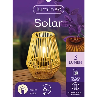 Solar Lantaarn Wicker Geel - Warm Wit - afbeelding 5