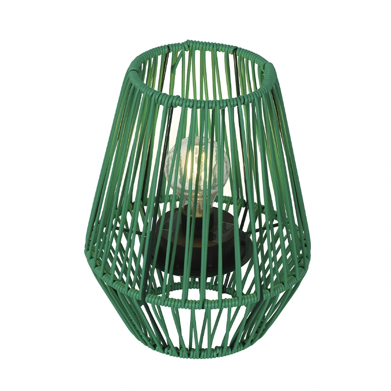 Solar Lantaarn Wicker Groen - Warm Wit - afbeelding 1