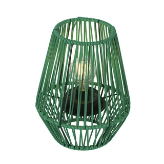Solar Lantaarn Wicker Groen - Warm Wit - afbeelding 1