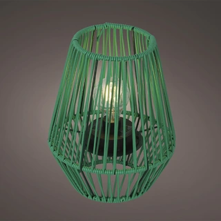 Solar Lantaarn Wicker Groen - Warm Wit - afbeelding 2