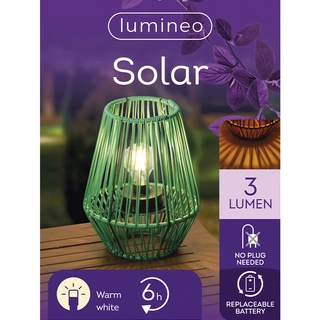 Solar Lantaarn Wicker Groen - Warm Wit - afbeelding 5
