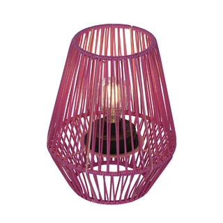 Solar Lantaarn Wicker Roze - Warm Wit