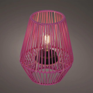 Solar Lantaarn Wicker Roze - Warm Wit - afbeelding 2