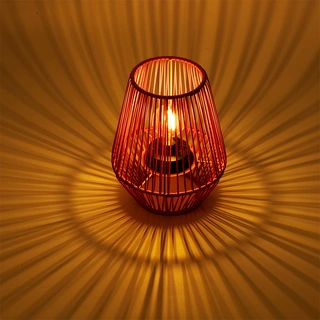 Solar Lantaarn Wicker Roze - Warm Wit - afbeelding 3