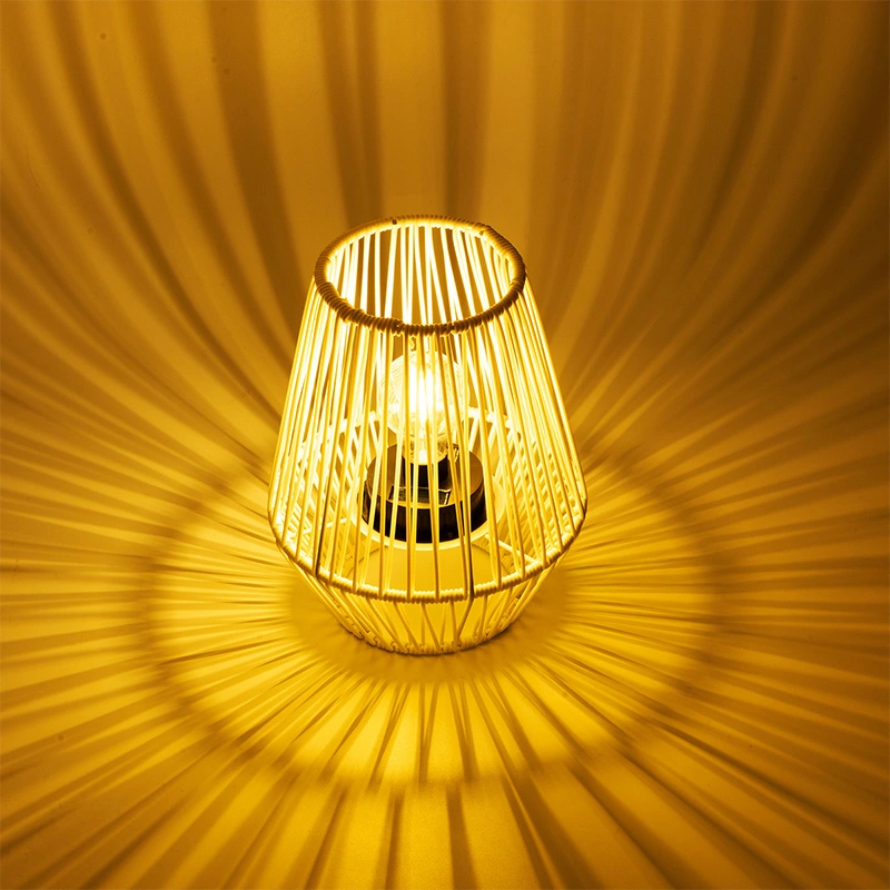 Solar Lantaarn Wicker Wit - Warm Wit - afbeelding 3