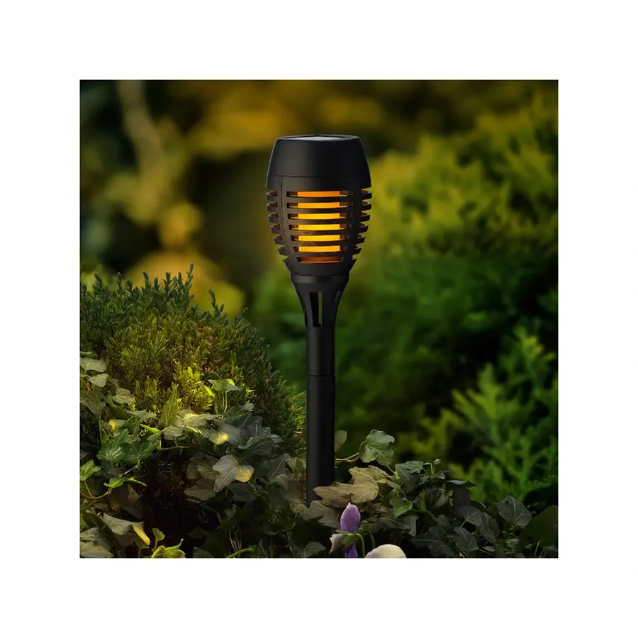 LED Solar Fakkel Zwart Vlameffect 7,5x27 cm - 4 st. - afbeelding 3