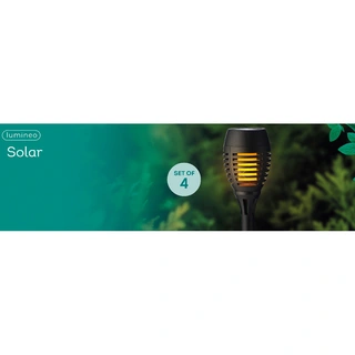 LED Solar Fakkel Zwart Vlameffect 7,5x27 cm - 4 st. - afbeelding 4