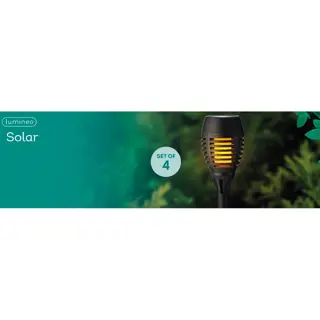 LED Solar Fakkel Zwart Vlameffect 7,5x27 cm - 4 st. - afbeelding 4