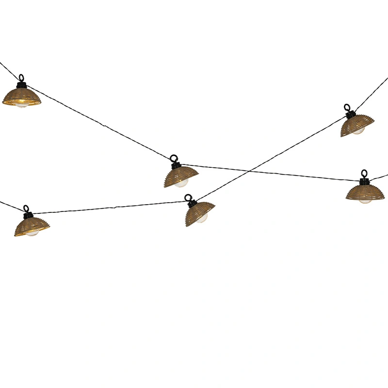 Solar Partylight Wicker Naturel 250 cm - Warm Wit - afbeelding 1