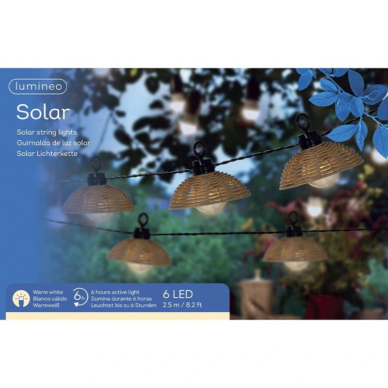 Solar Partylight Wicker Naturel 250 cm - Warm Wit - afbeelding 4