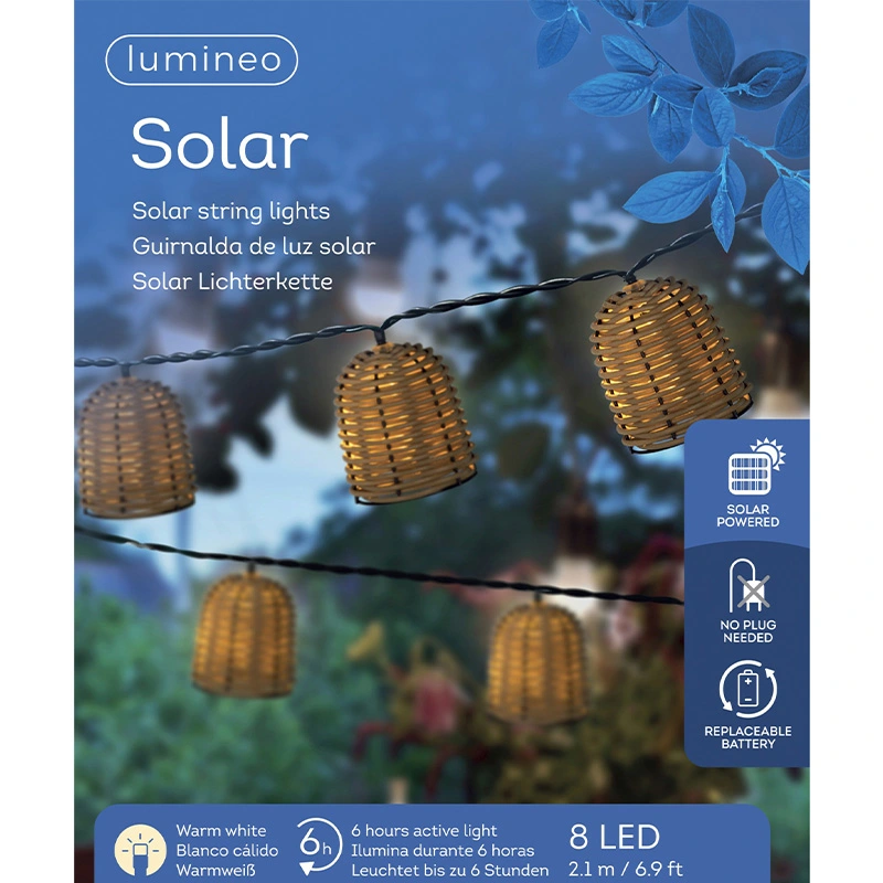 Solar Partylight Wicker Naturel 210 cm - Warm Wit - afbeelding 4