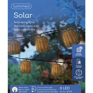 Solar Partylight Wicker Naturel 210 cm - Warm Wit - afbeelding 4