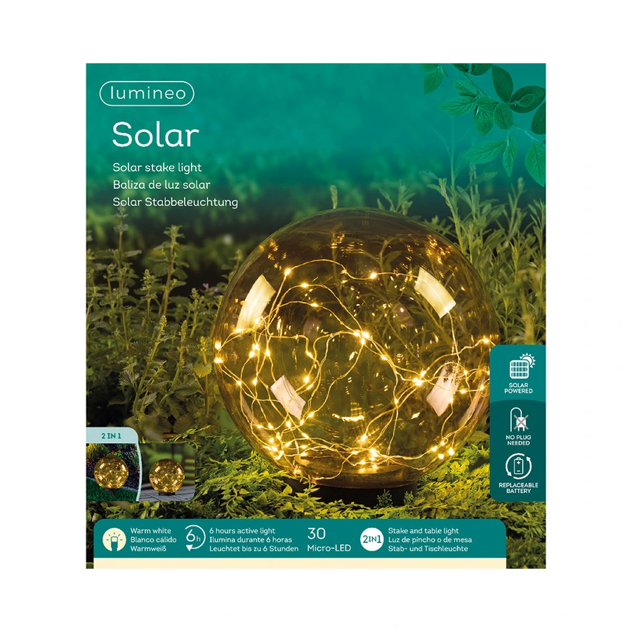 Solar Stake Light Bol Amber - 20x28 cm - afbeelding 5