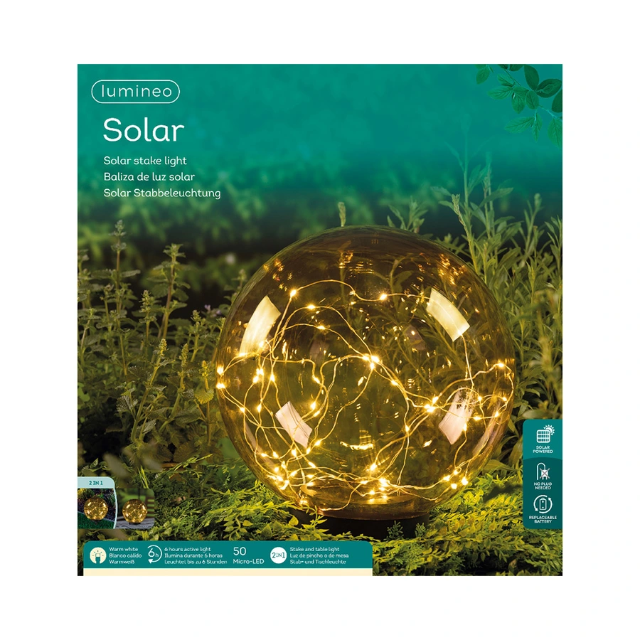Solar Stake Light Bol Amber - 30x38 cm - afbeelding 4