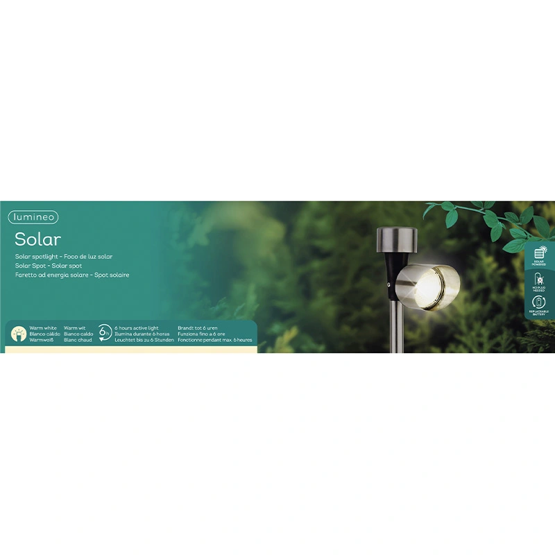 Solar Stake Light RVS 23,5 cm - Warm Wit - afbeelding 4