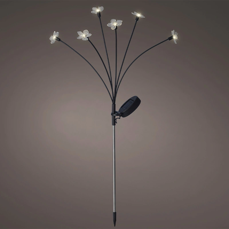 Solar Tuinsteker Zwart Bloem 70 cm - Warm Wit - afbeelding 1