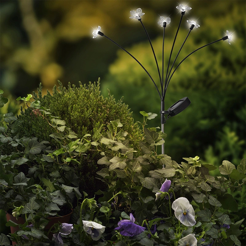 Solar Tuinsteker Zwart Bloem 70 cm - Warm Wit - afbeelding 3