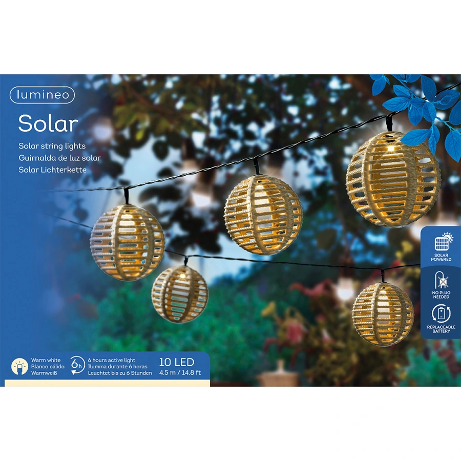 Solar Stringlights Wicker Bol Bruin - 270 cm - afbeelding 3