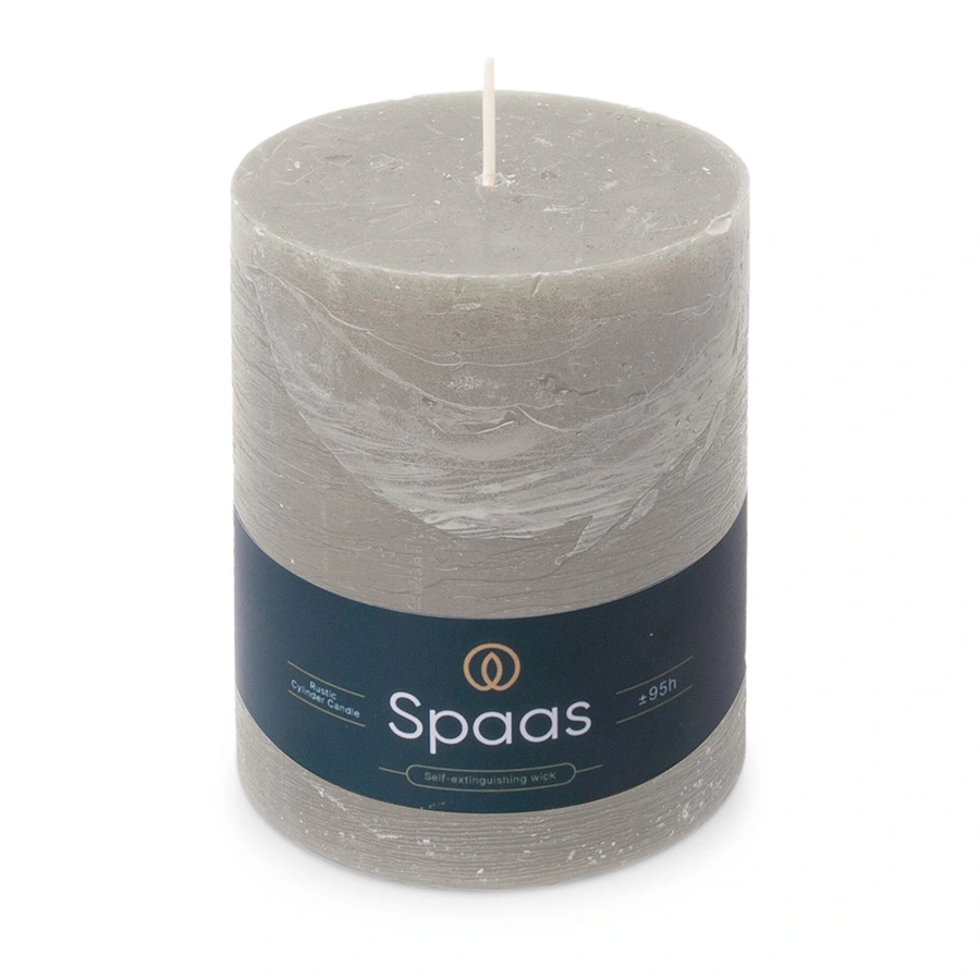 Spaas Rustieke Cilinderkaars Ø10x13 cm - Grijs