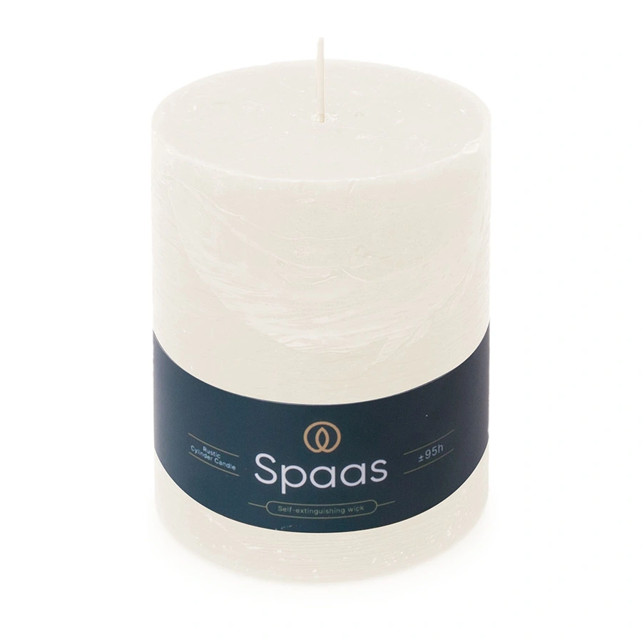 Spaas Rustieke Cilinderkaars Ø10x13 cm - Wit