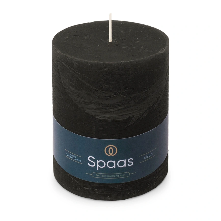 Spaas Rustieke Cilinderkaars Ø10x13 cm - Zwart