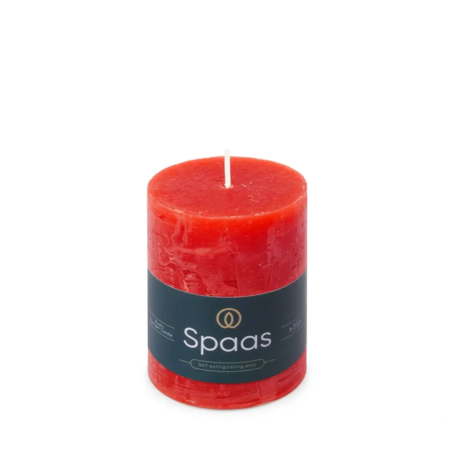 Spaas Rustieke Cilinderkaars Ø7x9,5 cm - Rood