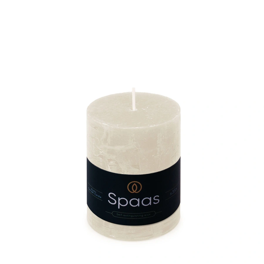Spaas Rustieke Cilinderkaars Ø7x9,5 cm - Wit