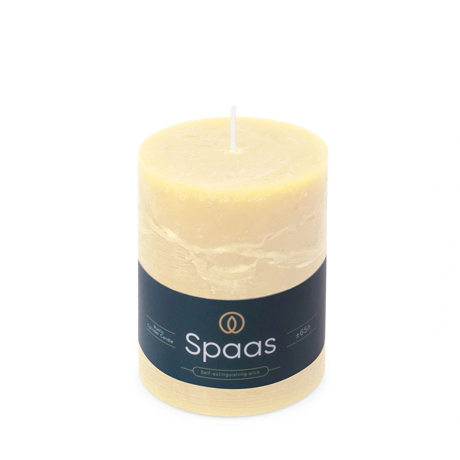 Spaas Rustieke Cilinderkaars Ø8x11 cm - Ivoor