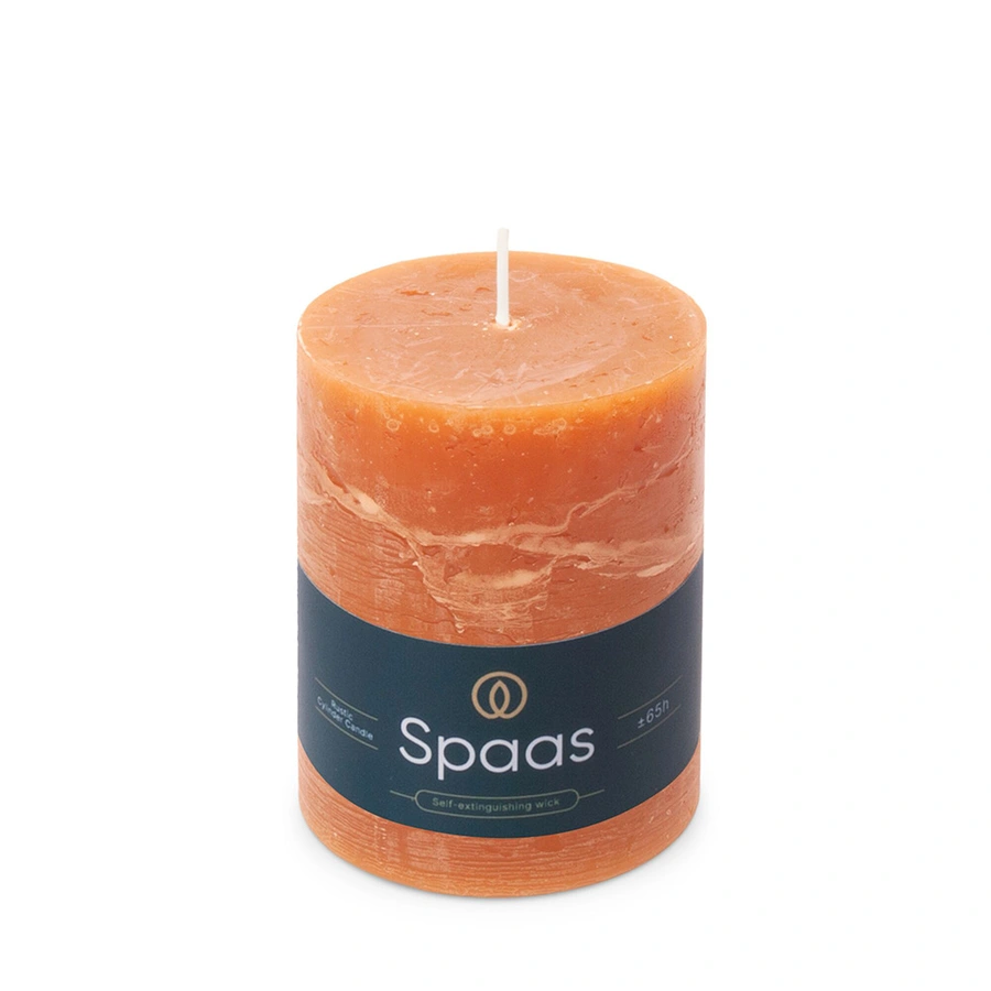 Spaas Rustieke Cilinderkaars Ø8x11 cm - Oranje