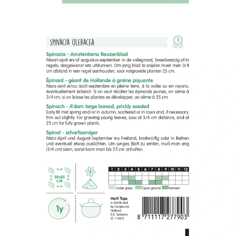 Horti Tops Spinazie Amsterdams Scherp Zaad - afbeelding 2